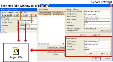 Create server settings for multiple mail accounts